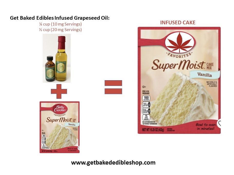 Infuse your baked goods the easy way! Use our CannaButter or Infused Grapeseed Oil to turn your cakes into edible delights. Link:
getbakedediblesshop.com

#easyrecipes #cakemixrecipes #infused #edibles #boxcake #cakerecipes #bakeacake #cannabis #cookingwithcannabis