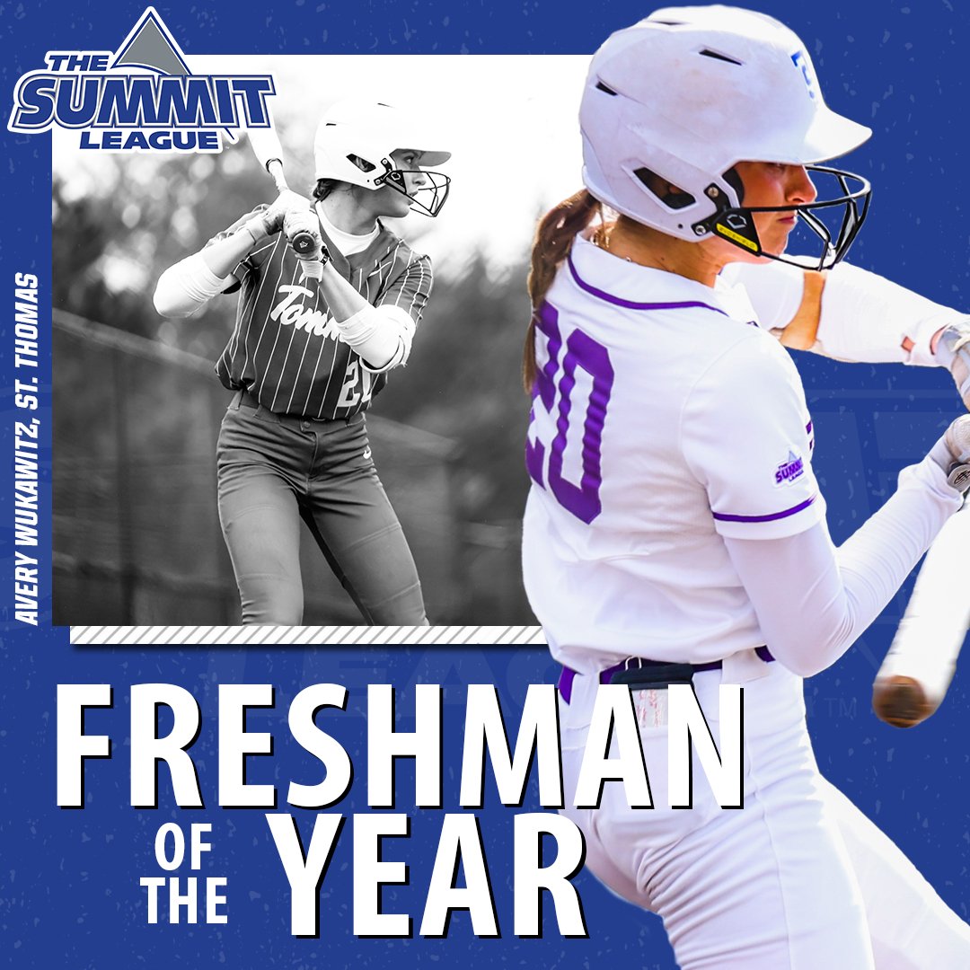 🥎 #SummitSB Individual Awards 🥎

𝐅𝐫𝐞𝐬𝐡𝐦𝐚𝐧 𝐨𝐟 𝐭𝐡𝐞 𝐘𝐞𝐚𝐫: Avery Wukawitz, <a href="/TommieSoftball/">St. Thomas Softball</a> 

📰 bit.ly/3LIgqd9

#ReachTheSummit