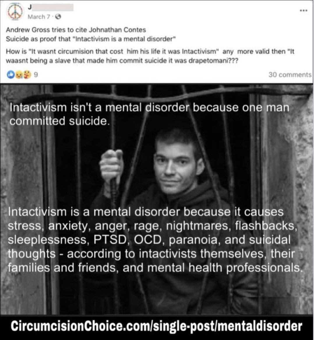 AndrewG24635245's tweet image. #Conte #JonathonConte #Intactivism #Intactivists #Stress #Anxiety #Anger #Rage #Nightmares #Flashbacks #Sleeplessness #PTSD #OCD #Paranoia #MentalDisorder #IntactivismIsAMentalDisorder