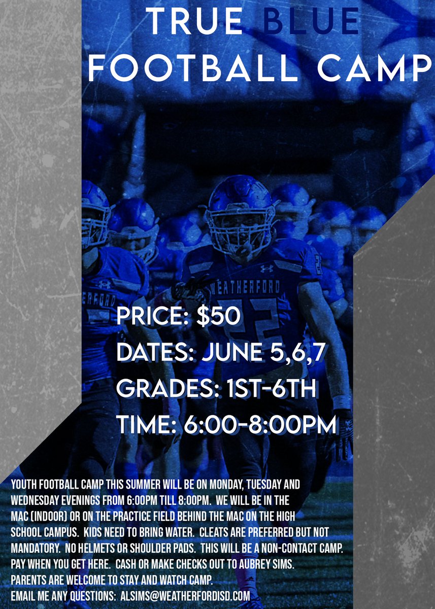 whsrooathletics's tweet photo. True Blue Football Camp https://t.co/JvHm5kTTyl
