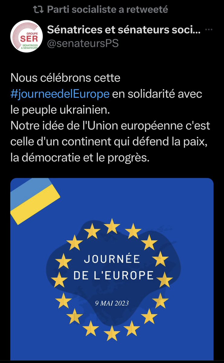 CLasne's tweet photo. Le Parti socialiste a retweeté le tweet ci-dessous, on attend maintenant de la part du parti 1 signal d’authentique fidélité à l’Union Européenne et de sincère solidarité avec l’Ukraine! Sachant que LFI est anti UE et anti aide à l’Ukraine, rejetez l’alliance contre-nature NUPES! https://t.co/jYTgbvkHL5