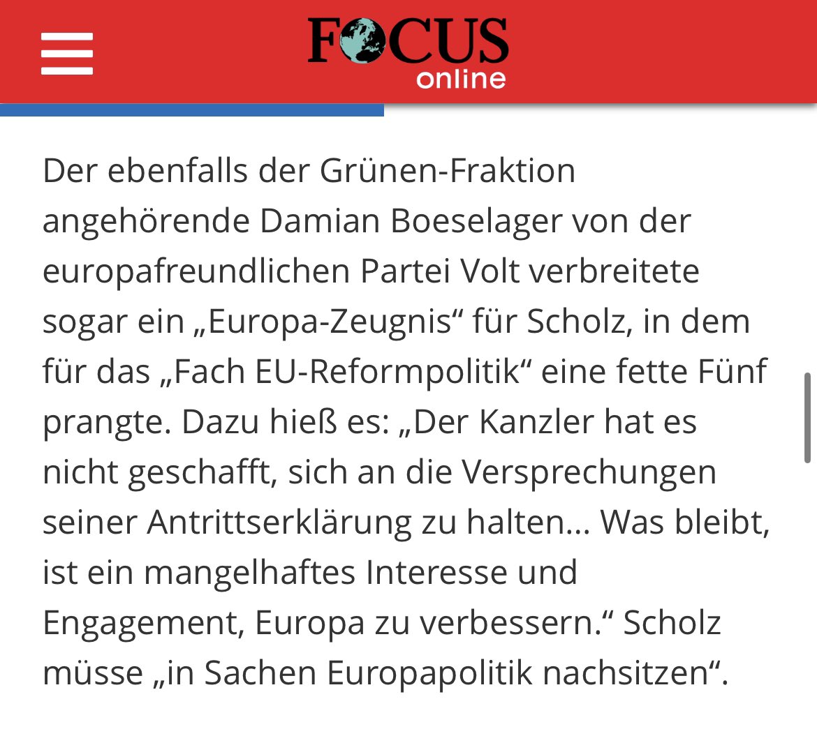 Mein Europazeugnis für Kanzler Scholz wurde im Fokus aufgegriffen 💪 focus.de/politik/meinun…