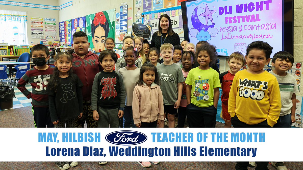 Congratulations to Lorena Diaz, our Hilbish Ford Teacher of the Month for May, 2023! 🌟
Ms. Diaz is a kindergarten dual language instructor at Weddington Hills Elementary.
Thank you, Hilbish Ford, for recognizing our outstanding teachers! 🌟
#HilbishFord #CabCoSchools
