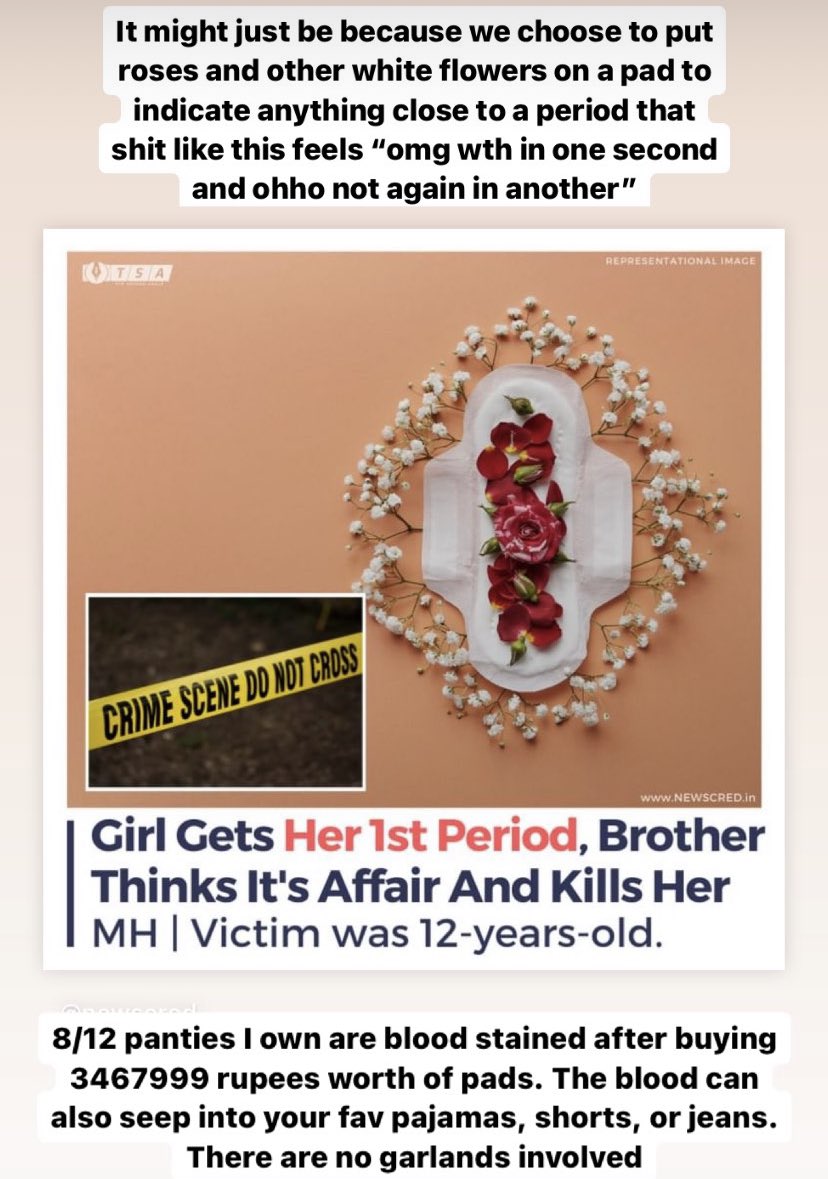 _shreyab's tweet photo. This might just be a good time to point out all the BS coverage and representation of menstruation https://t.co/RQfzzPsXLE