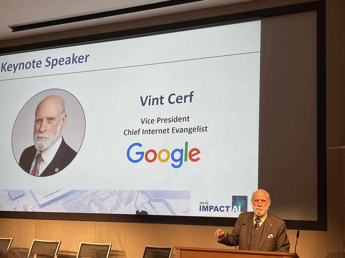 Listening to the father of the internet Vint Cerf discussing generative AI at @NoVATechCouncil #impactai Summit. Very entertaining as he always is.