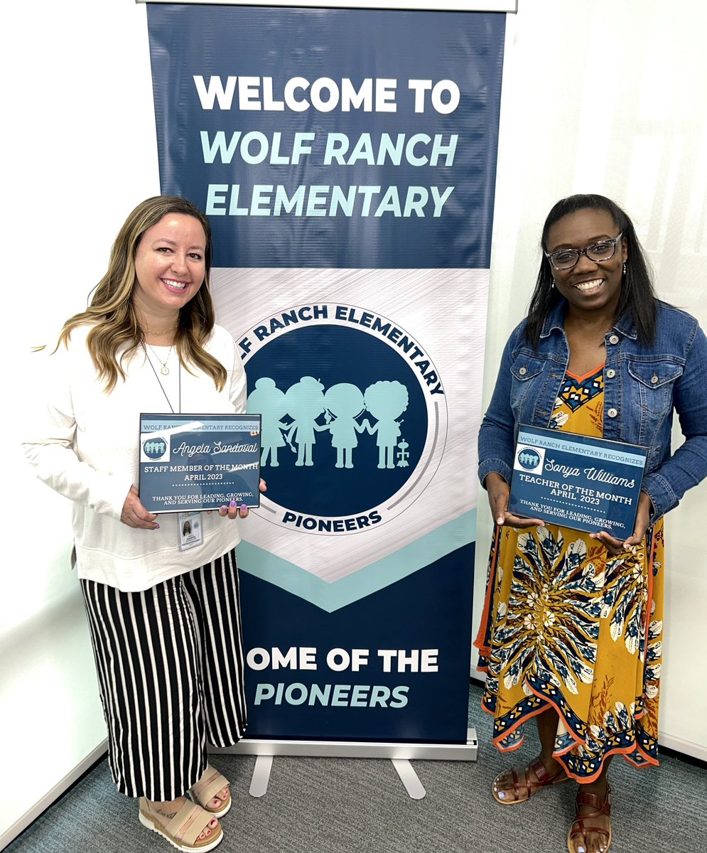 Congratulations to our April Teacher of the Month, Sonya Williams, and our Staff Member of the Month, Angela Sandoval. We are blessed to walk alongside the two of you each and every day! Thank you for all you do. #PioneerTOUGH