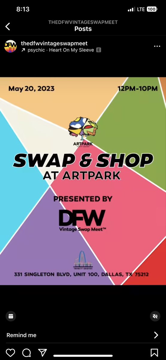Saturday may 20th catch me slanging vintage clothes at the swap and shop  at the art park in Dallas pull up to my booth and follow on Instagram @playazclubvtg