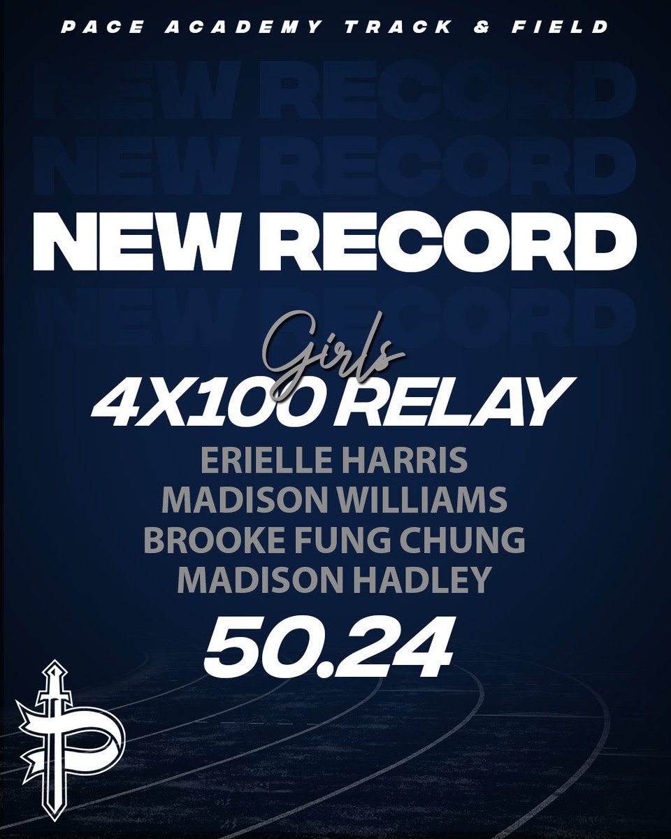 PaceKnights's tweet photo. EXTRA! EXTRA! A new school record is in the books for our 4x100 girls relay team. Great job! #PK4L https://t.co/b8qkxGWCel