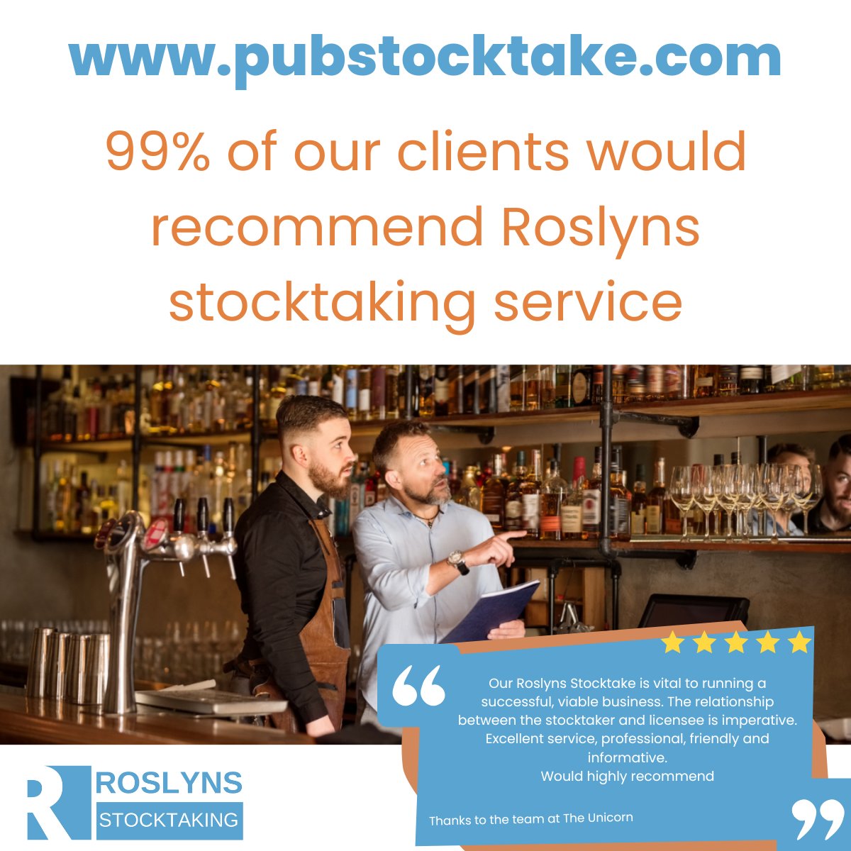 We're really pleased to see such great customer satisfactions stats.
Already 98% of our clients give us top marks in VALUE, ACCURACY and ADVICE, and now 99% of clients would recommend our stocktaking service!
#addedvalue #pubsmatter #Hospitality