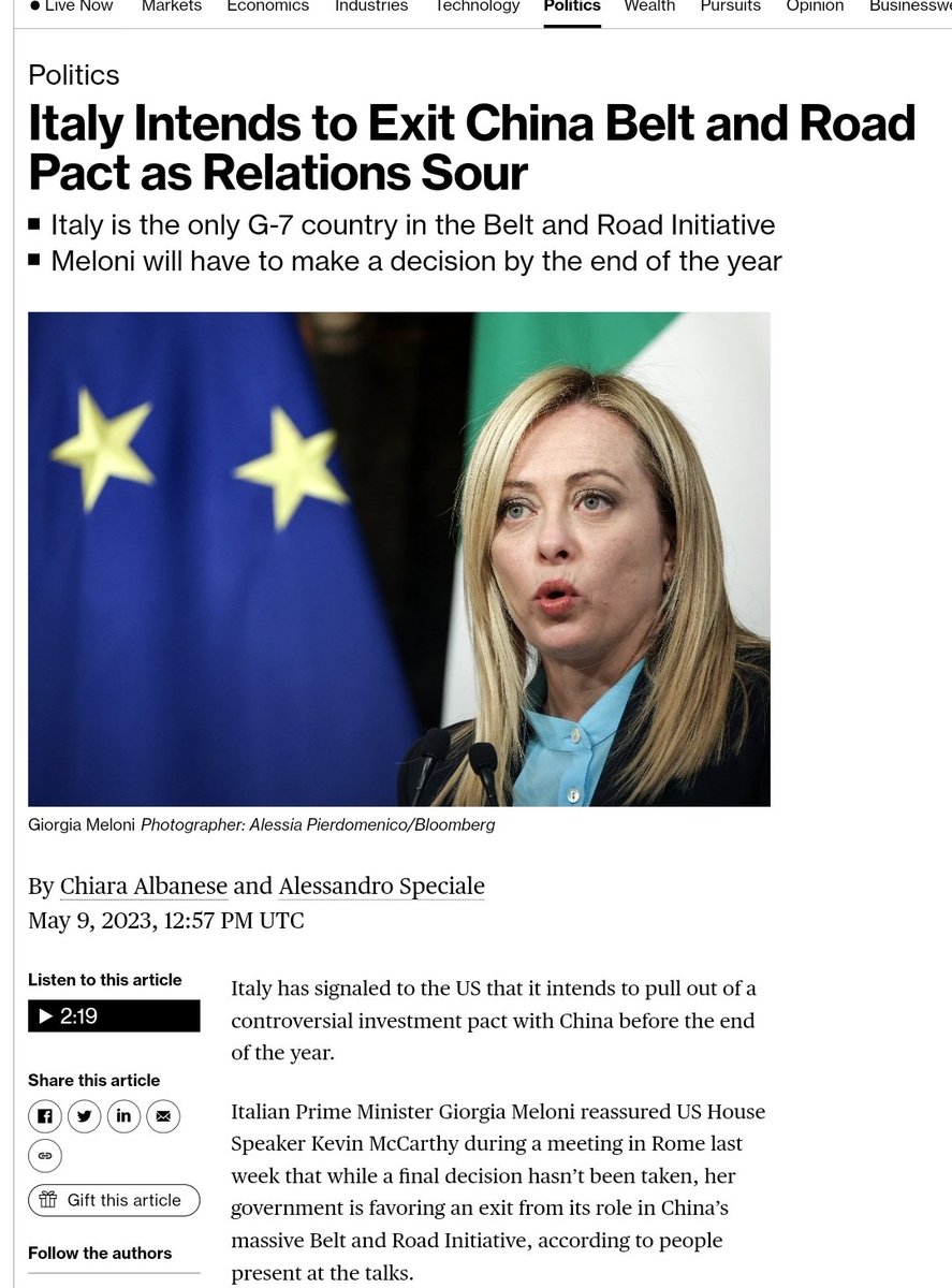 Raam Beart 🥭 on Twitter "Italy under Meloni has signalled to the US