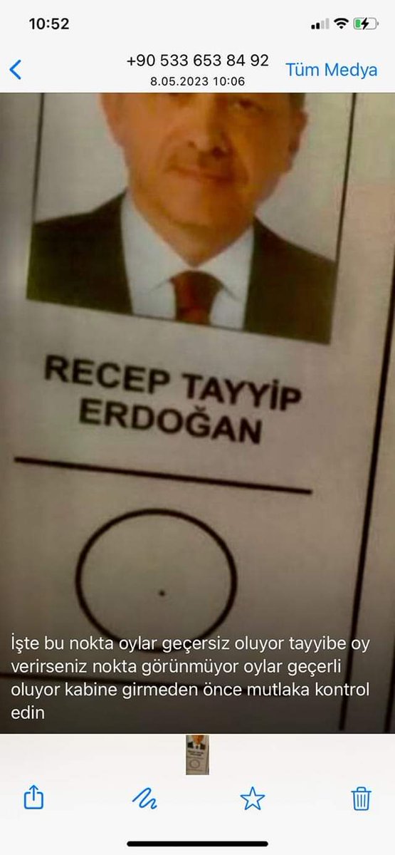 ceki_p's tweet photo. @fatihportakal yurtdışında oy kullandım ve pekçok yurtdışı seçmenden oy pusulalarında RTE nin dairesi içinde siyah bir nokta olduğu yönünde haberler aldım. Eğer RTE ye oy veriliyorsa bu nokta görünmediği için sorun olmuyor. https://t.co/Kn8aUK4a4a