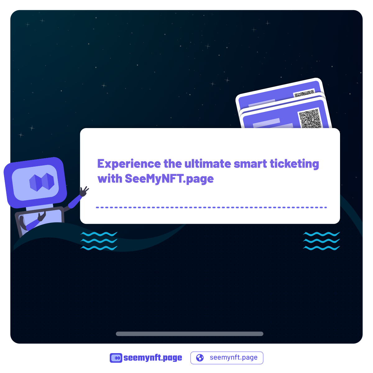 seemynft's tweet photo. Experience the ultimate smart ticketing with https://t.co/k4RDcmlr6R Our innovative NFT-based platform provides unprecedented convenience, security, and functionality. Learn more: https://t.co/TgGJFqaipH
#SeeMyNFT #SmartTicketing #NFTs #RevolutionizeTicketing https://t.co/ew4vmaqcBi