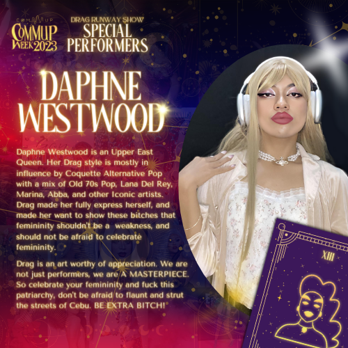 commupcebu's tweet photo. Catch Daphne Westwood, Maria Lava and Neonique and their performances on May 13, 2023 at the Performing Arts Hall! ✨✨
❗❗❗ Don’t have tickets yet? Grab them here! ❗❗❗
https://t.co/n6iqBDgCAl
https://t.co/n6iqBDgCAl
https://t.co/n6iqBDgCAl
#COMMUPWeek2023
#BeyondCosmos https://t.co/snTbZi6tH9