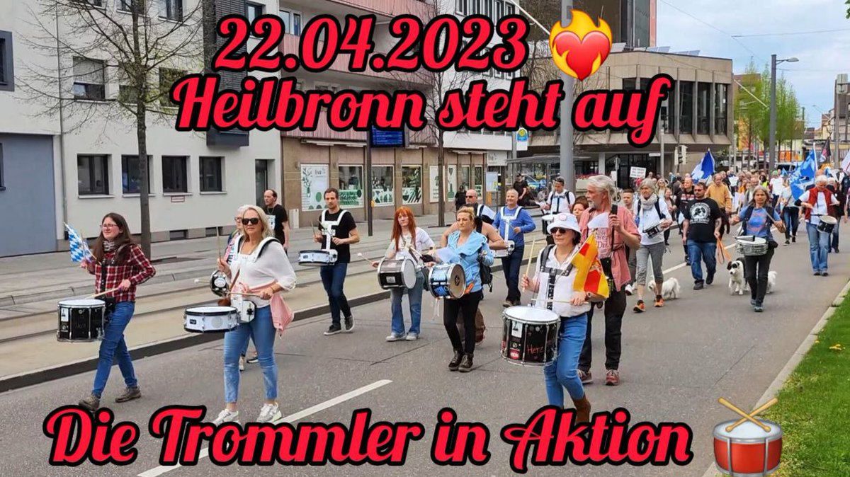 22.04.2023 ❤️‍🔥
Heilbronn steht auf 🥁🥁🥁
t.me/heilbronnsteht…
heilbronn-steht-auf.de
Frieden schaffen - ohne Waffen 🕊
Die Trommler in Aktion 🥁 🥁 🥁 

➡️   YouTube 
youtu.be/Vva00p-_lxY

➡️   TikTok
vm.tiktok.com/ZGJm5Nhwg/