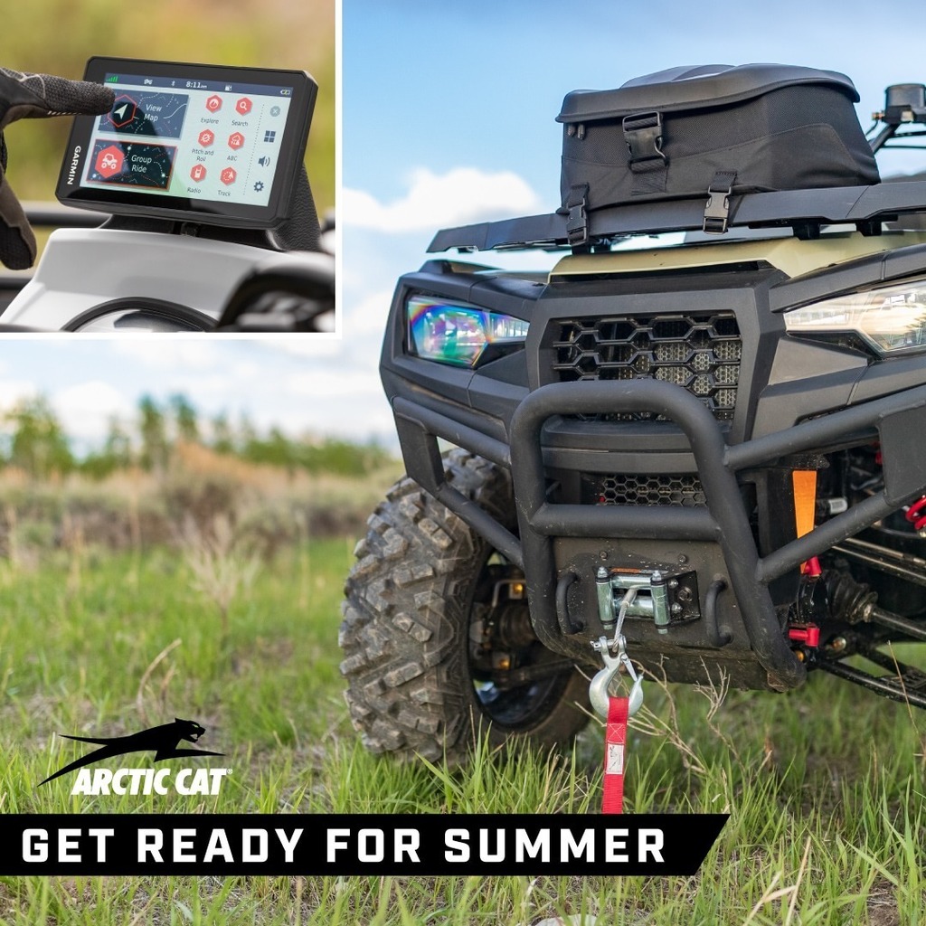 Cofiells's tweet photo. With summer adventures just around the corner, get your Arctic Cat Alterra ATV ready with accessible storage solutions, mirrors and a Garmin GPS. Stop into Cofiell's Sport &amp; Power Equip today to explore our full line of accessory options! #ArcticCat #Alt… https://t.co/KYX1A1Ze6t https://t.co/YZPO33swx5