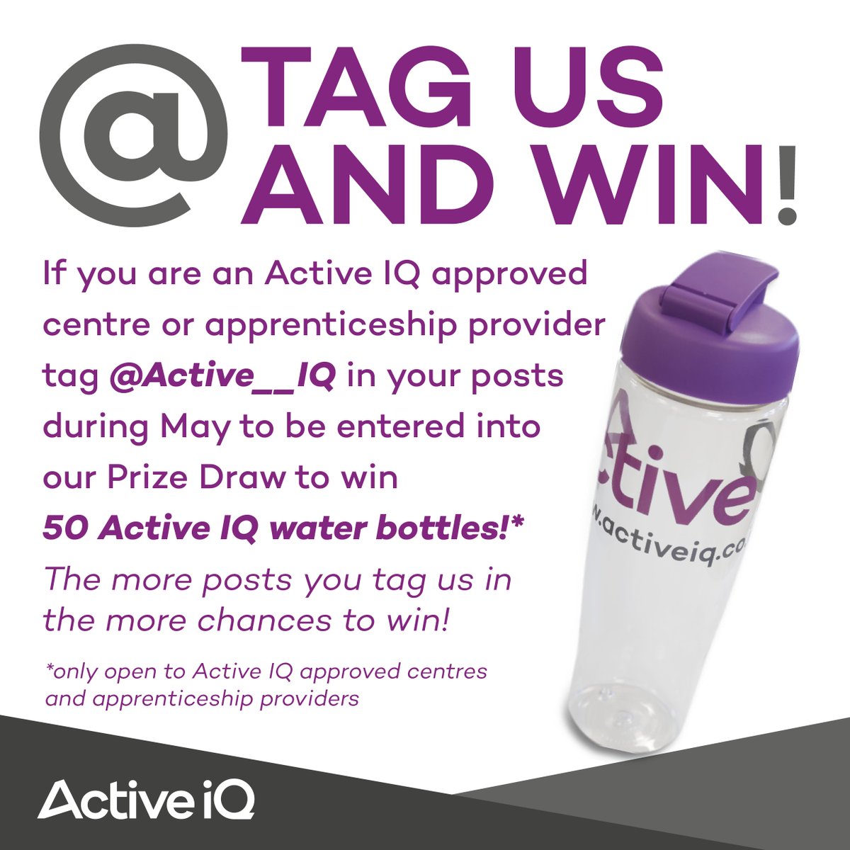 Active__IQ's tweet photo. Chance to win 50 Active IQ water bottles this May! Tag @Active__IQ in your posts to be entered into our prize draw! #beginwithbetter https://t.co/akYT5PUTtH