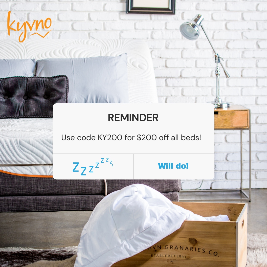 KyvnoSleep's tweet photo. Where do you spend most of your time? We're willing to bet it's your bed.

So, why not invest in the most luxurious bed on the market? Use code KY200 for $200 OFF all beds!

https://t.co/Jkx3DImGaQ
- 
#sleepgoals #memoryfoam #bestmattress #adjustablebed #goodsleep #invest https://t.co/EGNV3eX7HI