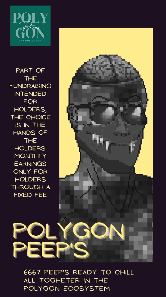 PolygonPeeps's tweet photo. Polygon Peep’s giveaway💜

🏆x5 NFTS WHITELIST SPOT

✅Follow
✅like+RT
✅tag 2 frens

#Crypto #NFT https://t.co/DnsgQWKxyQ
