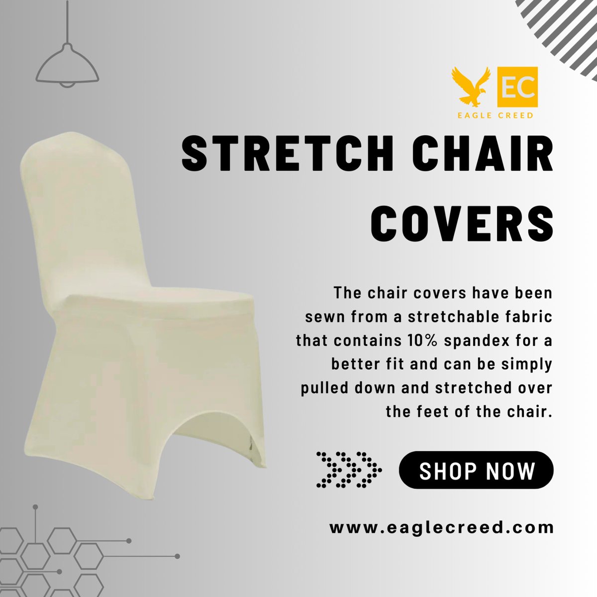 Eaglecreed_'s tweet photo. Upgrade your chairs in a snap with our Stretch Chair Covers! Made with stretchy fabric and 10% spandex for a perfect fit. Simply pull them over and enjoy a polished look. 😍🪑💯 #StretchChairCovers #ChairDecor #EventPlanning #PartySupplies #HomeDecor #SimpleSolutions https://t.co/cRLaUXFnBP