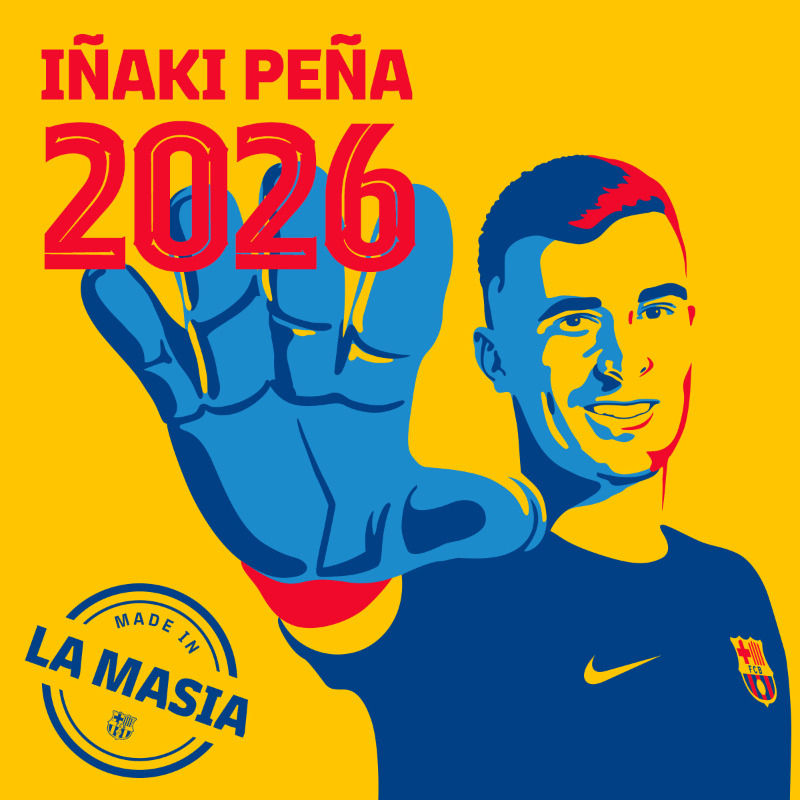 FCBarcelona_es's tweet photo. ℹ️ El acuerdo con Iñaki Peña para renovar su contrato hasta el 30 de junio de 2026 incluye una cláusula de rescisión de 400 millones de euros