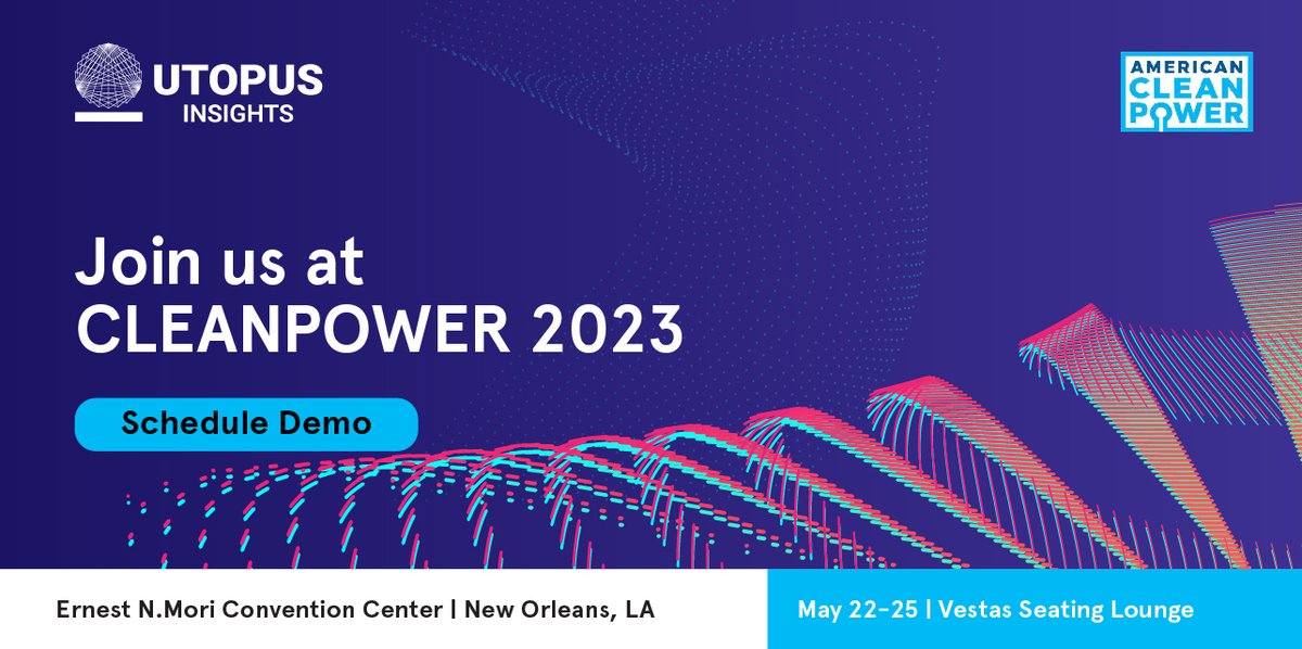UtopusInsights's tweet image. Excited to attend ACP #CLEANPOWER2023 in New Orleans! Join our 1:1 workshops to discover how Scipher.Vx+ software enhances wind and solar asset management for efficient #renewable energy output and daily operations. Don&apos;t miss out - register today at lnkd.in/gxBK53PF