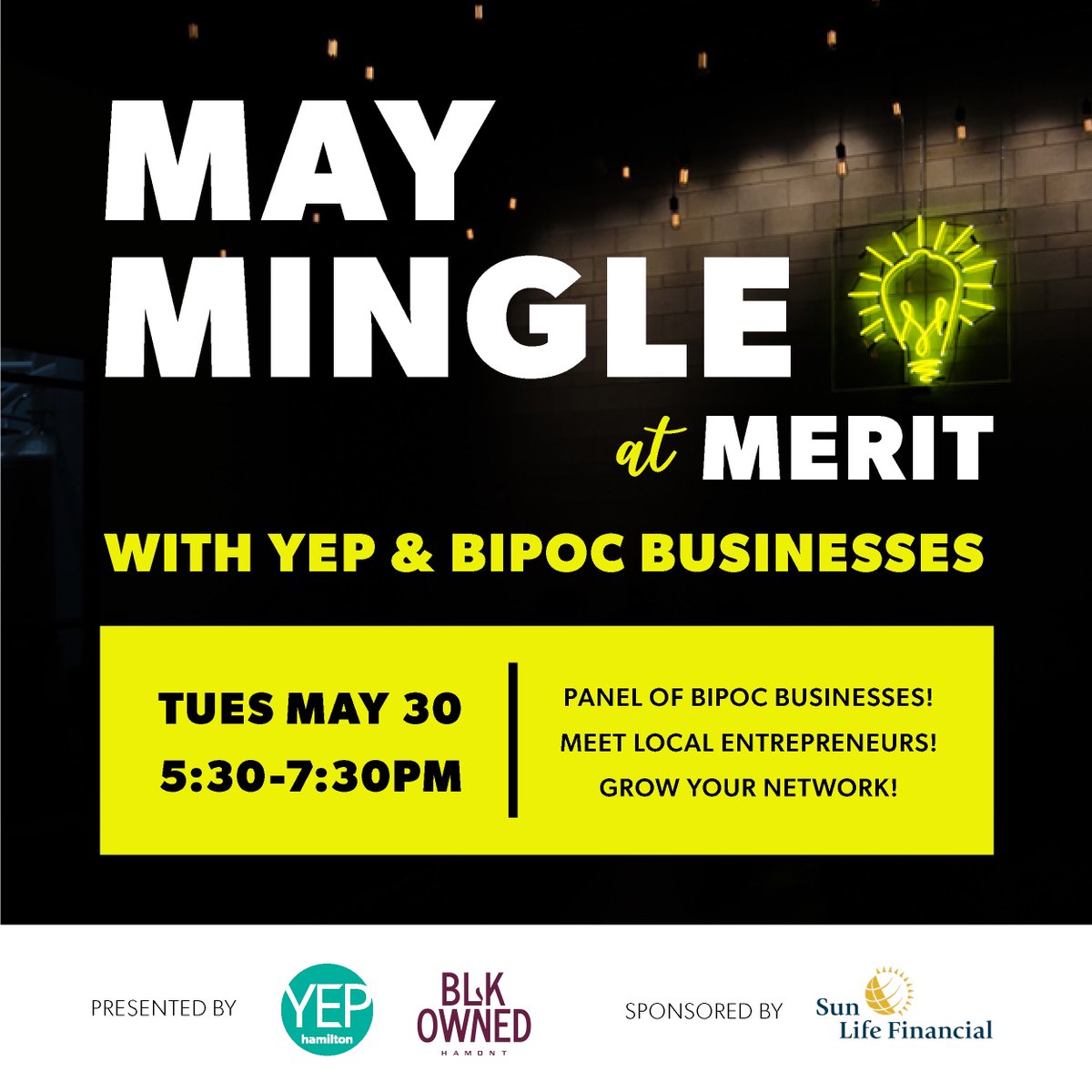 Join us for our May Mingle at Merit on Tuesday, May 30! 

We’re partnering up with BLK OWNED HamOnt and other #HamOnt BIPOC businesses for an evening of storytelling, collaboration and networking. 

Sign up for FREE:
hamiltonchamber.ca/events/yep-may…

Spread the word and bring a friend!