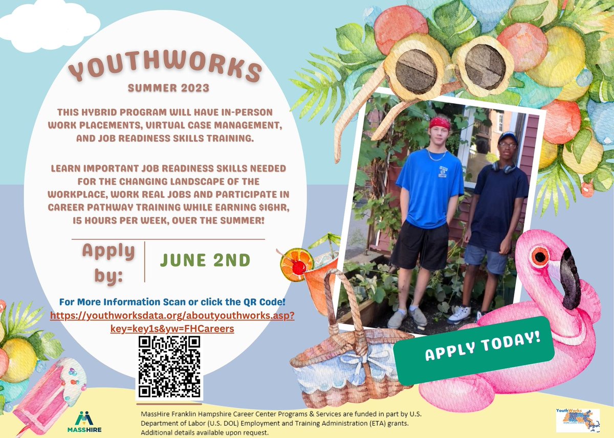 Apply for YouthWorks! Earn $16 hr for 15 hours per week from July 5th-August 18th!
ow.ly/peHe50OjiZF