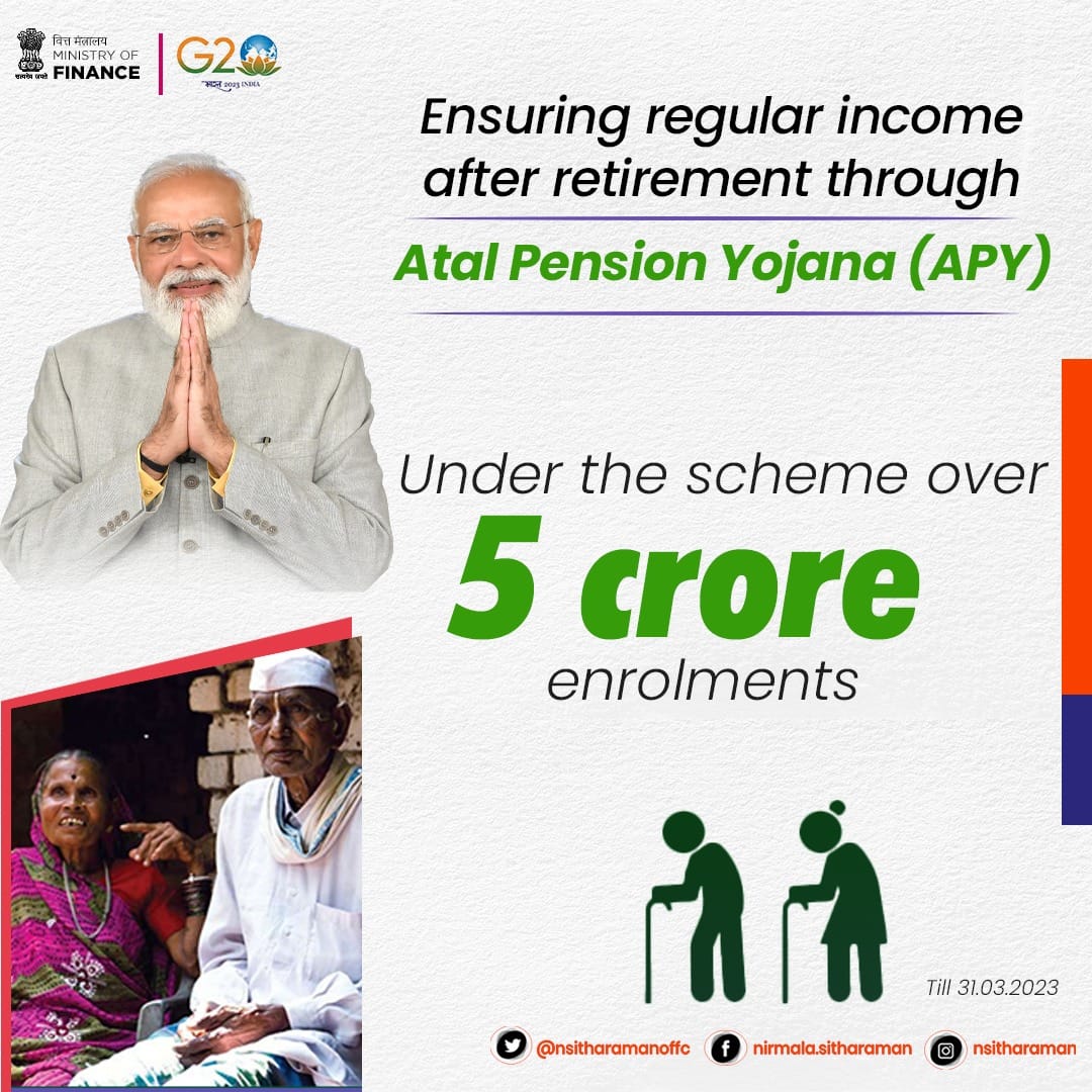 BJP4Mizoram's tweet photo. Under the Atal Pension Yojana, there is guaranteed minimum monthly pension ranging between Rs 1000 and Rs 5000 from the age of 60 years, depending on the choice and contributions for the subscribers. #APY is applicable to all citizens aged between 18-40 years. 
#8YearsofAPY https://t.co/SdgdoVMHIK