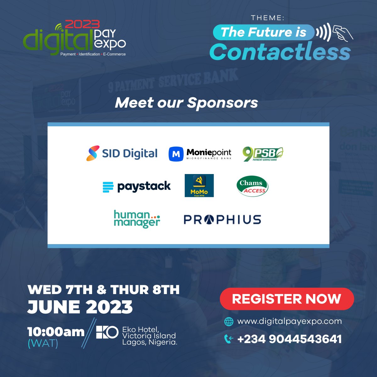digitalpayexpo's tweet image. Meet MoMo PSB at booth B2 at Digital Payexpo on the 7th and 8th of June, 2023.
Register: bit.ly/digitalpayexpo….

#DPE2023 #momopsb #intermarc Wizkid Aquaman Transcorp Don Jazzy Dangote Frames Tiwa Opay Blord Mayor Vinicius Idan #tribunal Tony Elumelu Lakers Peter Obi Petrol