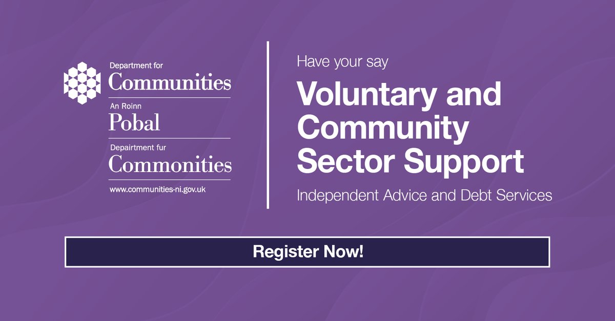 📢<a href="/CommunitiesNI/">Communities NI</a> wants to hear your views on how independent advice and debt services are funded and supported in future. Have your say! – Register now for our next event on 12 May: eventbrite.co.uk/e/independent-…