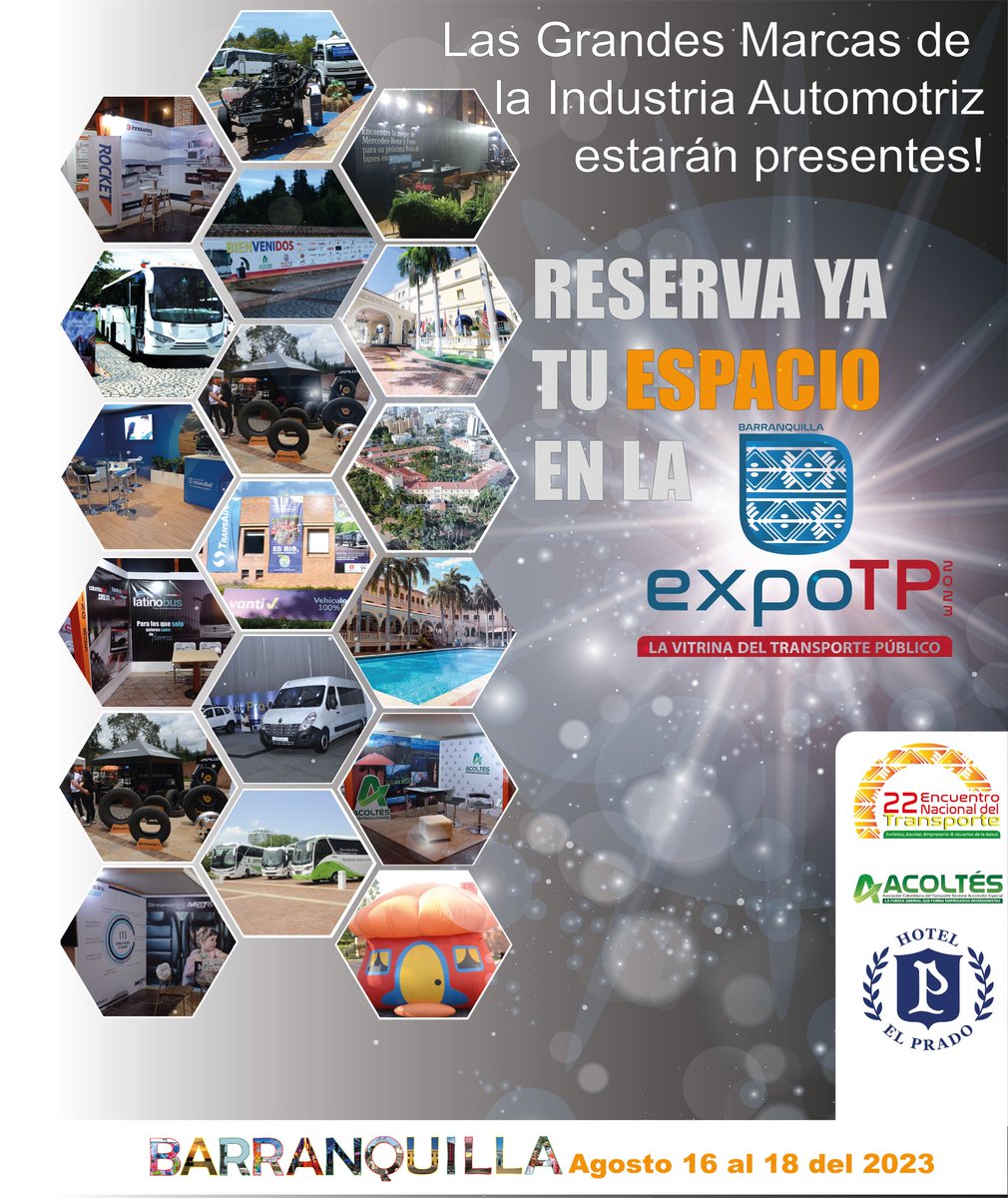 ¿Sabías que en #Barranquilla las grandes marcas de la industria automotriz estarán en la #ExpoTP2023 ? 

Pregunta por nuestros stands y disfruta una experiencia única con nosotros.

<a href="/ProBaq/">ProBarranquilla</a> <a href="/alcaldiabquilla/">Alcaldía de Barranquilla</a> <a href="/latinobus/">Latinobus</a> <a href="/HotelElPradoBaq/">Hotel El Prado Barranquilla</a> <a href="/elheraldoco/">EL HERALDO</a> #Acoltes #22encuentro