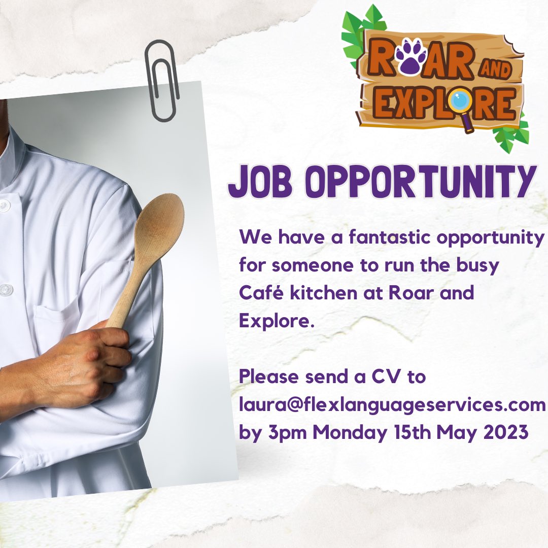 𝗝𝗼𝗯 𝗢𝗽𝗽𝗼𝗿𝘁𝘂𝗻𝗶𝘁𝘆

We have a fantastic opportunity for someone to run the busy Café kitchen at Roar and Explore. 

Please send a CV to laura@flexlanguageservices.com by 3pm Monday 15th May 2023

For more information visit: ortus.org/ortus-general/…
