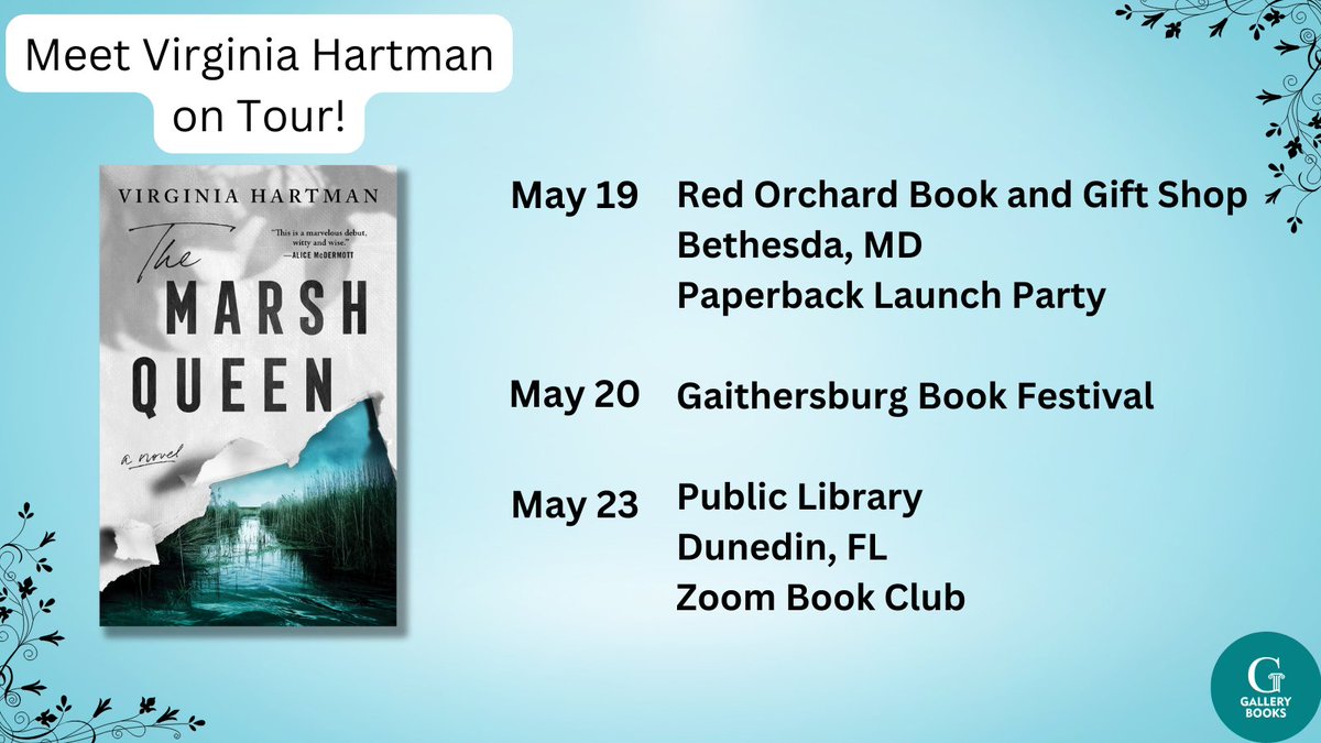 virginiahartmn's tweet photo. A few events in May--in case you're nearby! Thanks to Bianca Ducasse @gallerybooks.
.
#booksoftwitter #TheMarshQueen https://t.co/sAefNvuXv8