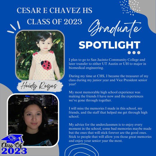 The @_CHS_Counselors &amp; <a href="/ChavezHS_2023/">Chavez Class Of 2023</a>  are Proud to Spotlight our upcoming Graduates as we celebrate their hard work and academic accomplishments 🎓🐺📚 #LobosLeadTheWay #UnforgettableCO2023