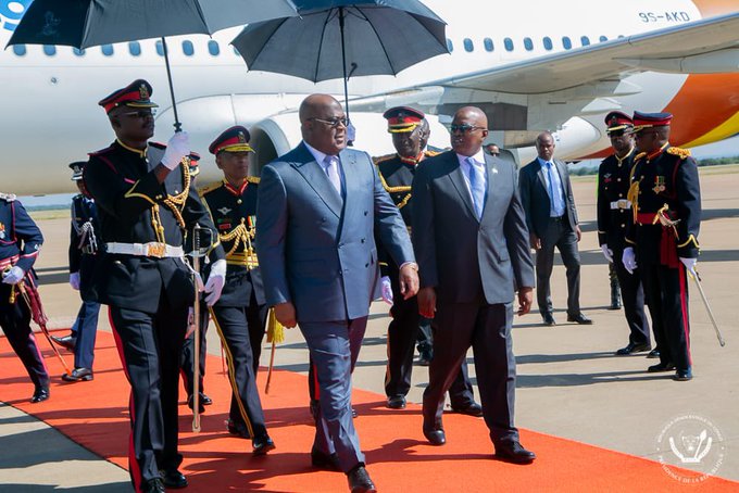 Jeanclaudemuku5's tweet photo. #RDC 09.05.2023|#Gaborone
Le Chef de l’État, Félix Antoine Tshisekedi est arrivé, ce mardi, à Gaborone, capitale du Botswana, pour une visite d’État.

@Presidence_RDC https://t.co/Rnd88OBs10