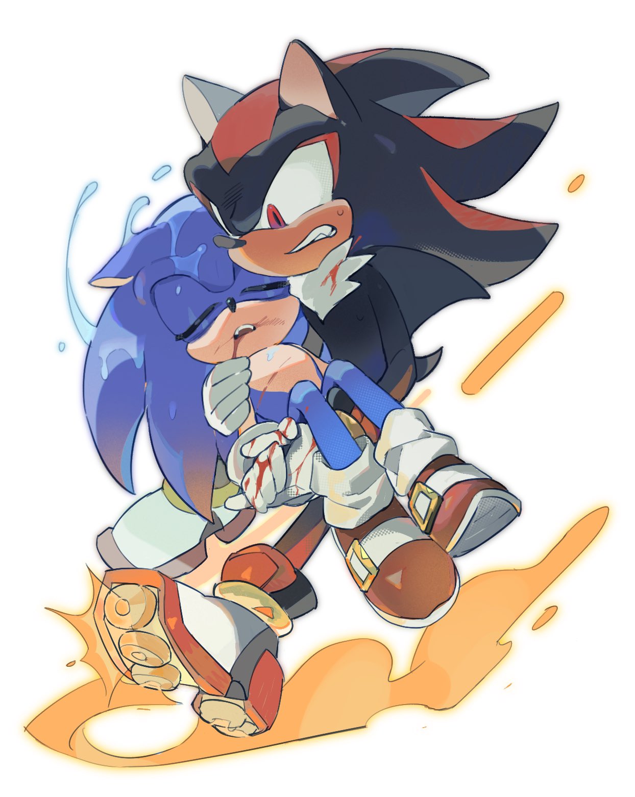 sonic the hedgehog, shadow the hedgehog, and silver the hedgehog (sonic)  drawn by yakuyori_0