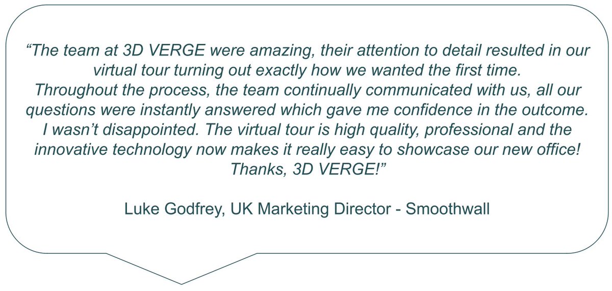 Thank you Smoothwall for your kind words and for trusting us to do a great job with your virtual tour. The team are extremely proud!

#virtualtours #office #Leeds #testimonial #growingabusiness