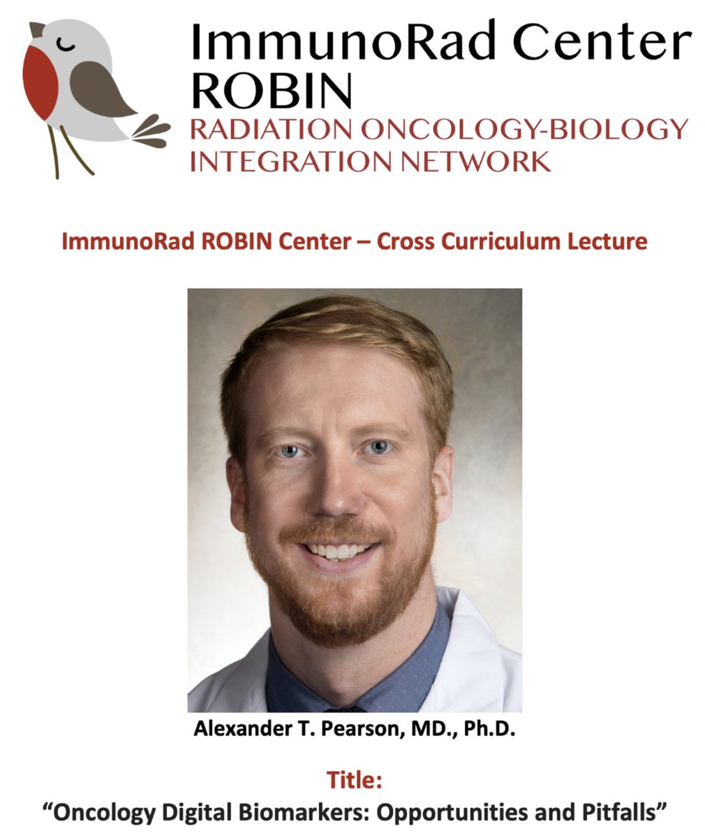 ImmunoRadROBIN's tweet photo. Honored to have Dr. Pearson present for our ImmunoRad ROBIN cross curriculum lecture tomorrow ! Attend to learn about oncology digital biomarkers. #ImmunoRadROBIN #ROBIN #CTCcore #CTC #ImmunoRadROBINCTC #NIH #WCMRadOnc https://t.co/WGayNjxmG4