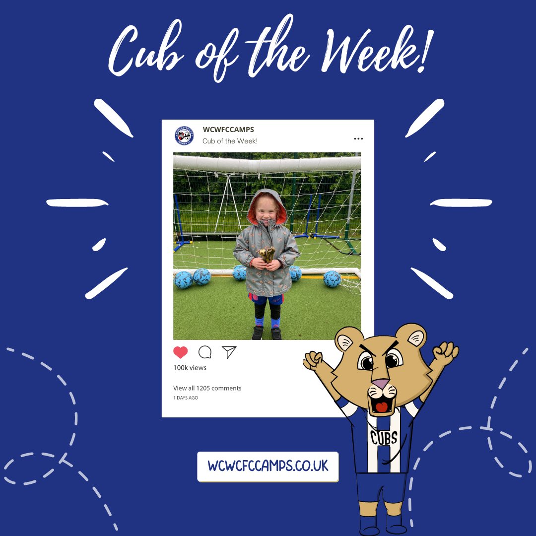 WCWFCcamps's tweet photo. Now Cub Club is back up and running, we can officially share our Cub of the Week winners for the last few sessions!⚽️🦁

A huge congratulations to our winners, we are proud of your work ethic and skills you have been showing off 👊🔥

#LaFamilia #CubClub #WCWFC #RISE  
💙🤍💛 https://t.co/ZSEnzxBiFN