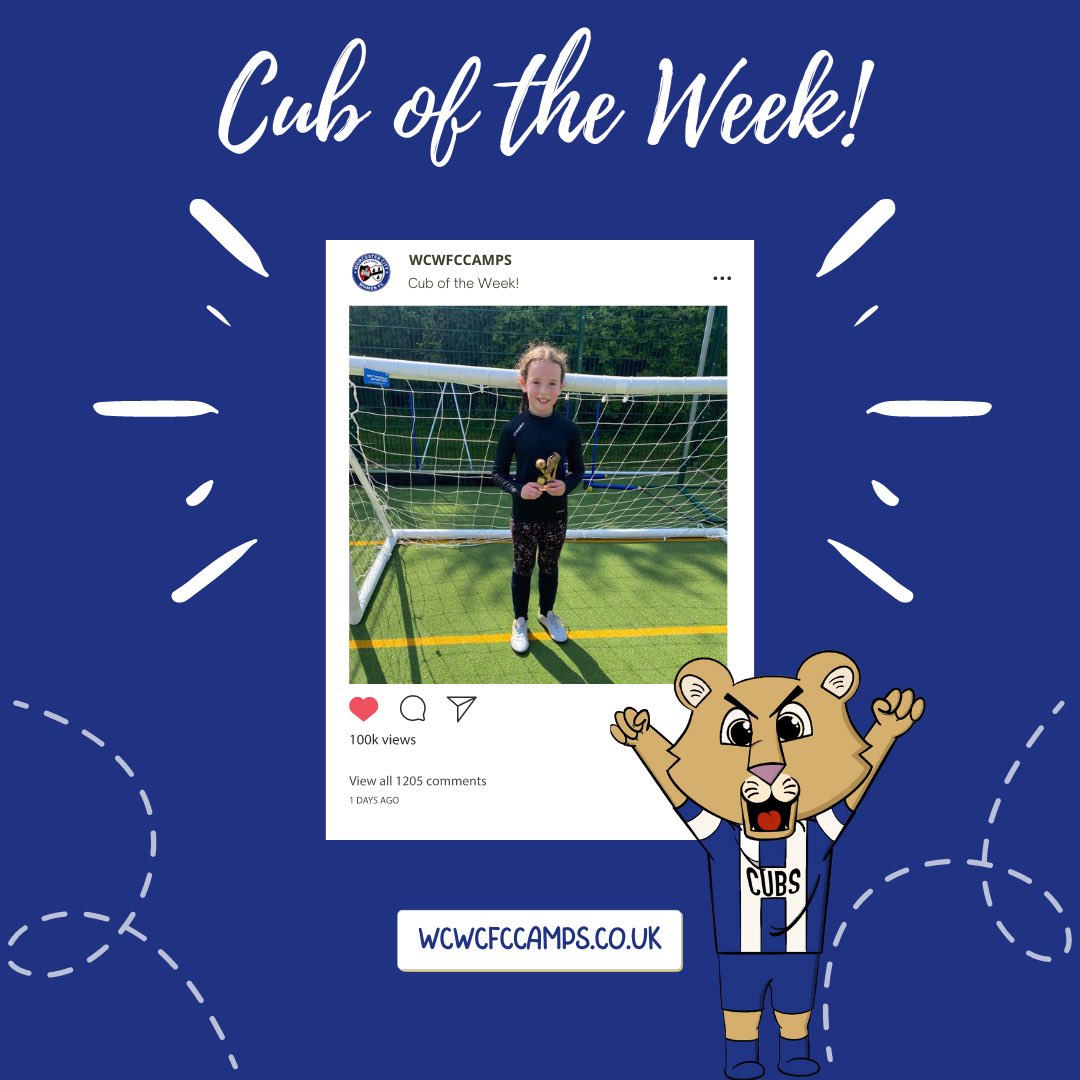 WCWFCcamps's tweet photo. Now Cub Club is back up and running, we can officially share our Cub of the Week winners for the last few sessions!⚽️🦁

A huge congratulations to our winners, we are proud of your work ethic and skills you have been showing off 👊🔥

#LaFamilia #CubClub #WCWFC #RISE  
💙🤍💛 https://t.co/ZSEnzxBiFN