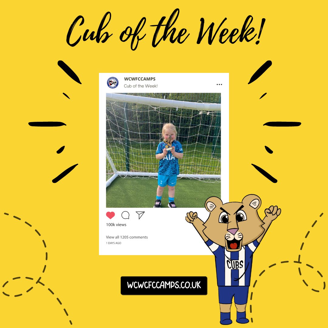 WCWFCcamps's tweet photo. Now Cub Club is back up and running, we can officially share our Cub of the Week winners for the last few sessions!⚽️🦁

A huge congratulations to our winners, we are proud of your work ethic and skills you have been showing off 👊🔥

#LaFamilia #CubClub #WCWFC #RISE  
💙🤍💛 https://t.co/ZSEnzxBiFN