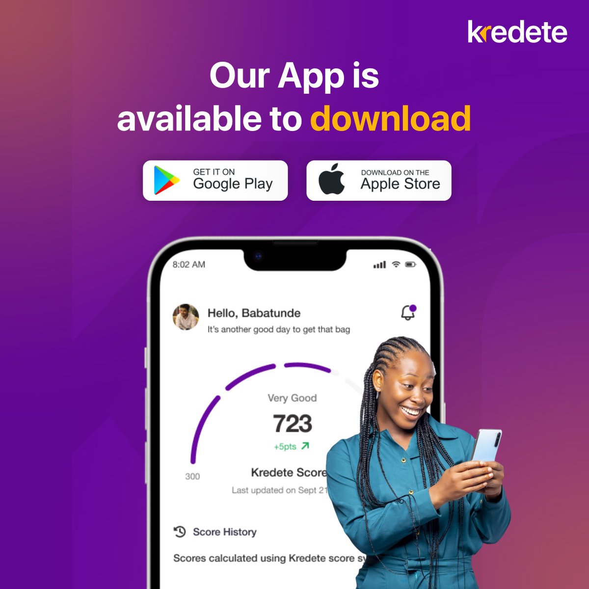 kredete's tweet image. Download the Kredete App today on App store and Play Store below.

- Credit Score
- Credit Report
- Credit Assessment
- Credit Monitoring
- Personalized Loans from lending partners

App Store: apple.co/3VGGSZc  
Play Store: play.google.com/store/apps/det…

#KnowYourCreditScore