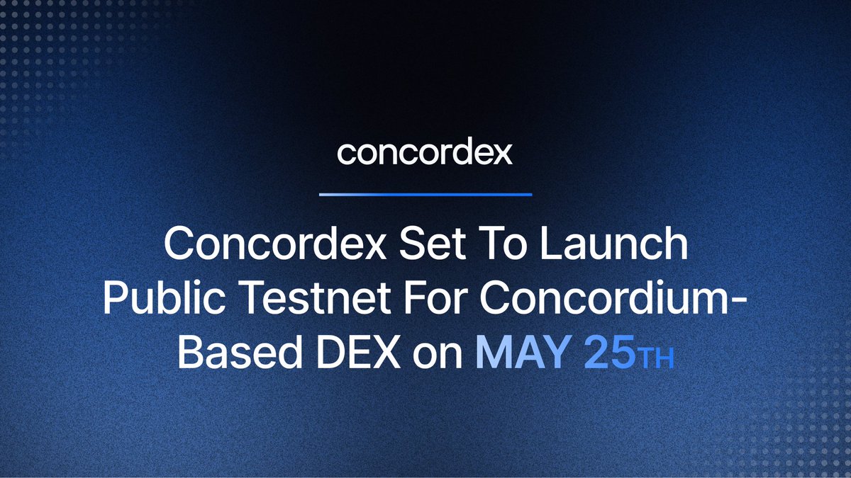 Concordex (@concordexlabs) on Twitter photo We're excited to announce that the @ConcordexLabs testnet is set to launch on May 25th, bringing a dynamic new, institutional-ready DEX to the <a href="/ConcordiumNet/">Concordium</a>  ecosystem 🏦
🔗concordexlabs.medium.com/concordex-set-… We're excited to announce that the @ConcordexLabs testnet is set to launch on May 25th, bringing a dynamic new, institutional-ready DEX to the <a href="/ConcordiumNet/">Concordium</a>  ecosystem 🏦
🔗concordexlabs.medium.com/concordex-set-…