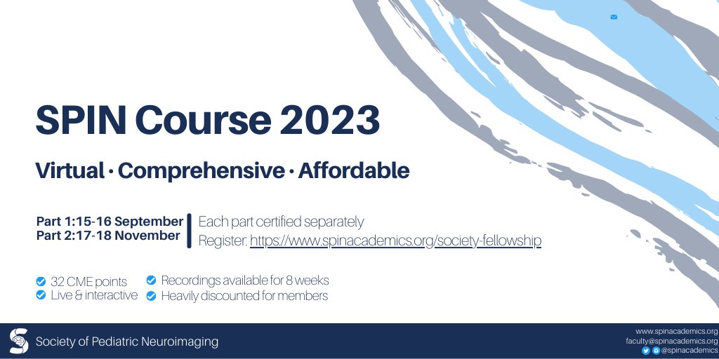 Our teaching course @spinacademics is open for registration. Attend from the comfort of your home, at a pace that suits your style, at a cost that will not hurt. We welcome all radiologists, neuroradiologists, pediatric radiologists, and clinicians invested in #pedineurorads!