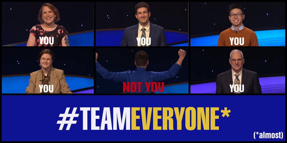 OneEclecticMom's tweet photo. I'm firmly Team Everyone in Jeopardy! Masters. Well, *almost* everyone... #JeopardyMasters https://t.co/OboVeTpVeL