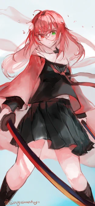 筆慣らし、桜剣士ちゃん  #オリジナル