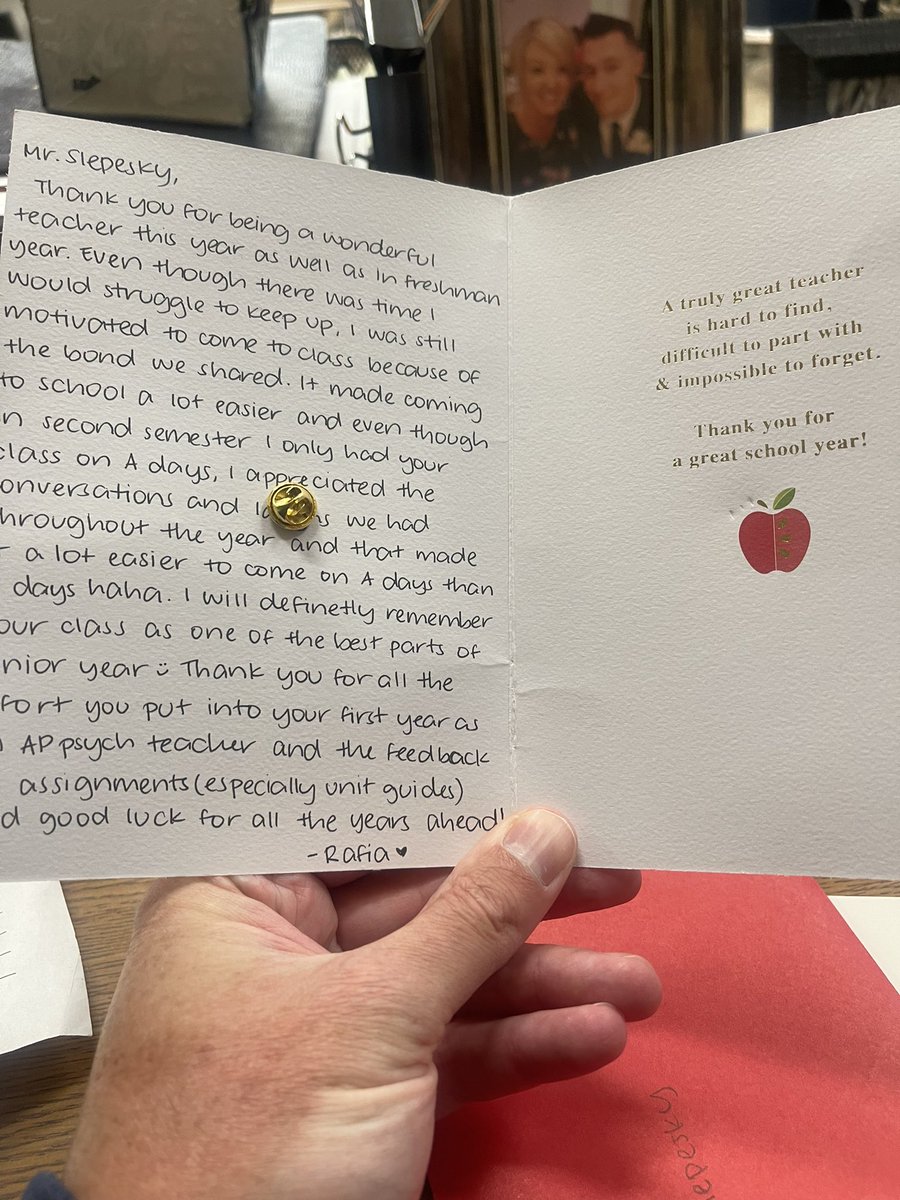 Teacher Appreciation Week has been quiet. I haven’t really gotten anything. No teacher goes into this profession for money/gifts. 

I did however get a card. A reminder of why I do what I do. It’s special the time I share in class with students These cards make it all worth it ❤️