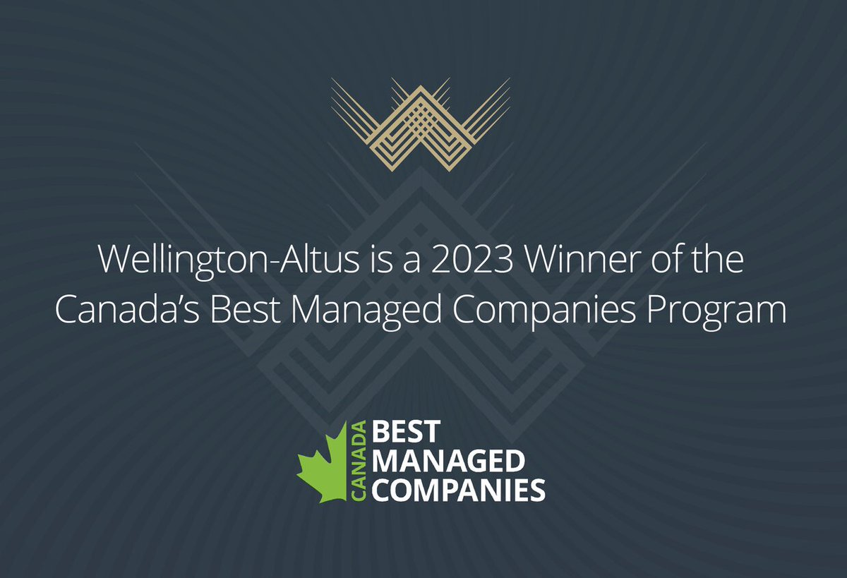 wellingtonaltus's tweet photo. We are honoured to retain our designation as one of Canada’s Best Managed Companies for 2023 by @Deloitte, in recognition of our overall business performance and sustained growth. Learn more about our award-winning firm: https://t.co/QD8Ug5u2rw #UnstoppableMomentum #BestManaged https://t.co/adl9L23Zfe