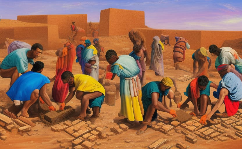 AlberichChilion's tweet photo. "And they said one to another, Go to, let us make brick, and burn them throughly. And they had brick for stone, and slime had they for mortar." - Genesis 11:3 Pt. 3 #Aiart #TheBible #AiArtwork #brick #stone #slime https://t.co/6Ymg54okwn