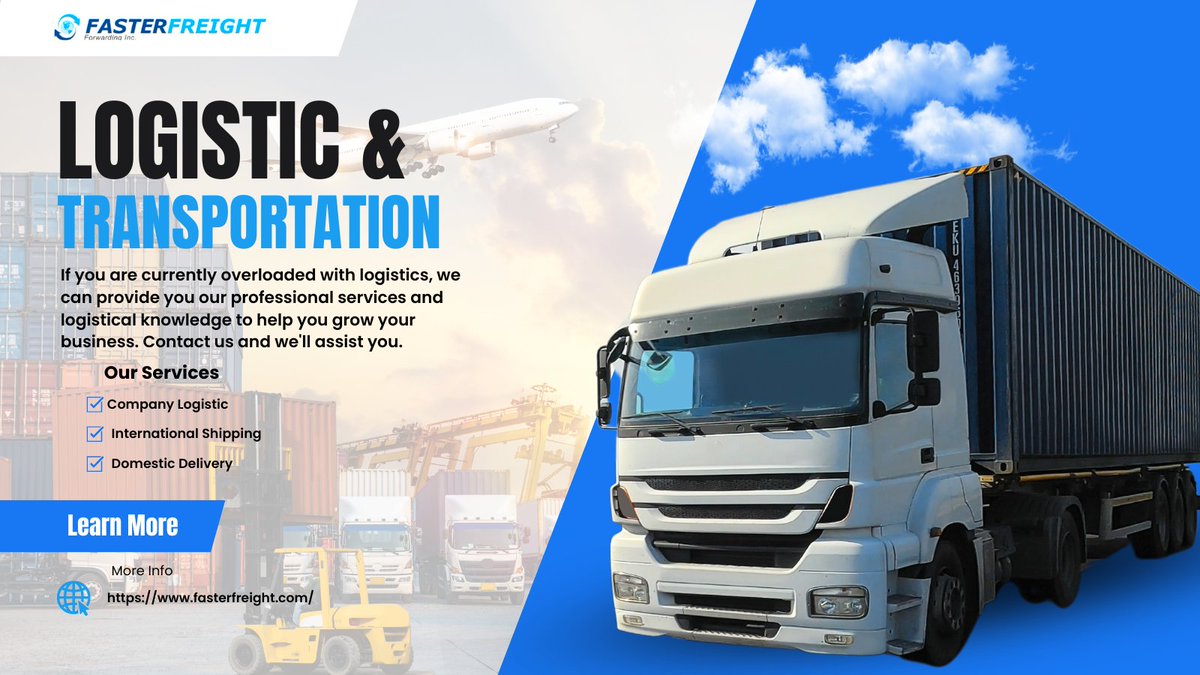 faster_freight's tweet photo. We provide Road Freight for your needs. 
No longer concerned about a tight budget.
To meet your needs for domestic freight shipping, we have a large selection of trucking fleets. 
Click here: 📷https://t.co/tJ8vijDzLF https://t.co/d7SqJAGURi